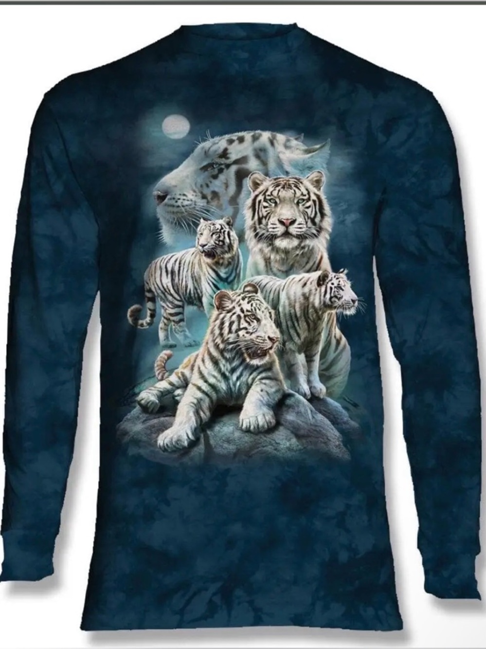 🐯🤍🐯NWOT 3XL The Mountain Night Tiger Collage Classic Long Sleeve Cotton T-Shirt